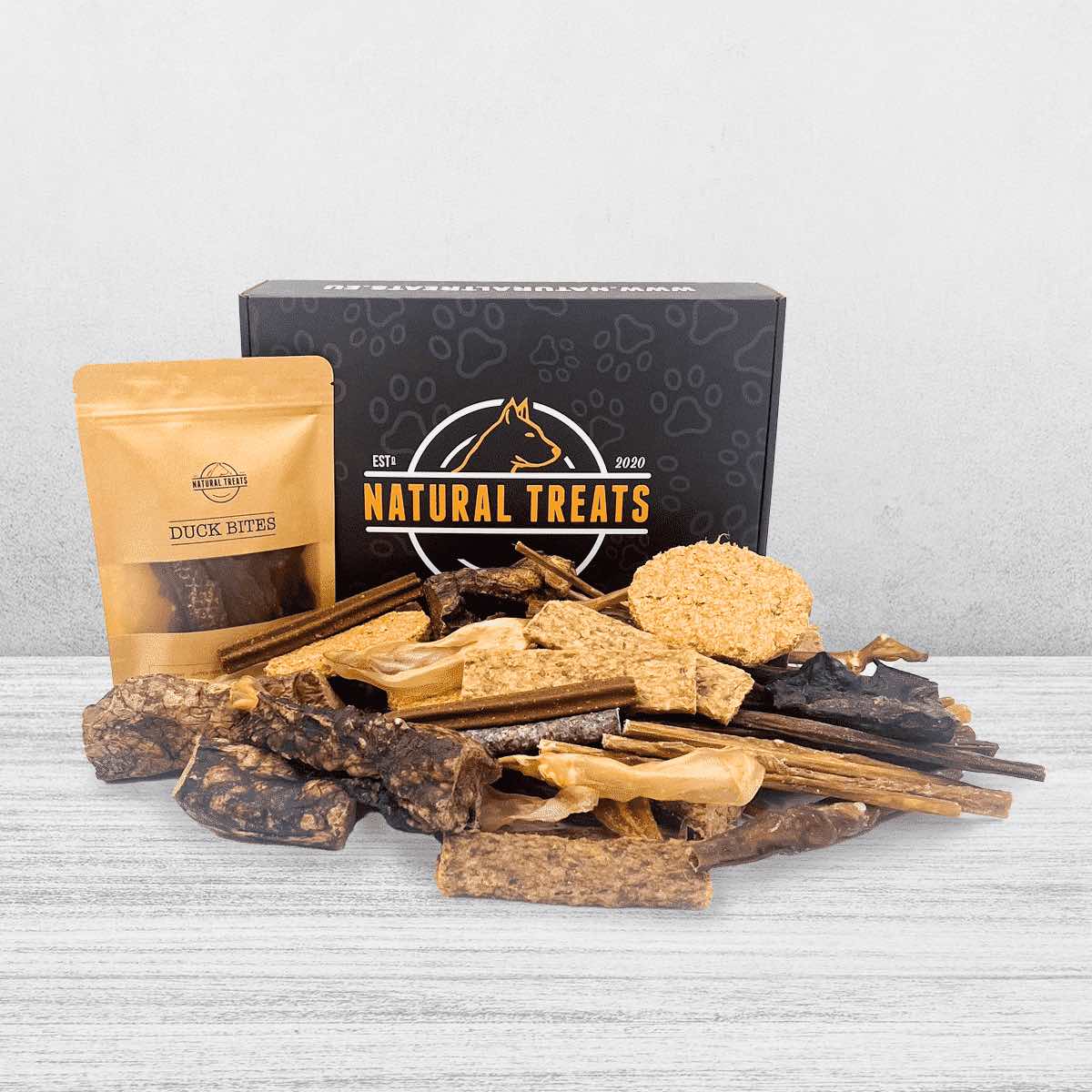 Natural dog treats box for puppies triple size